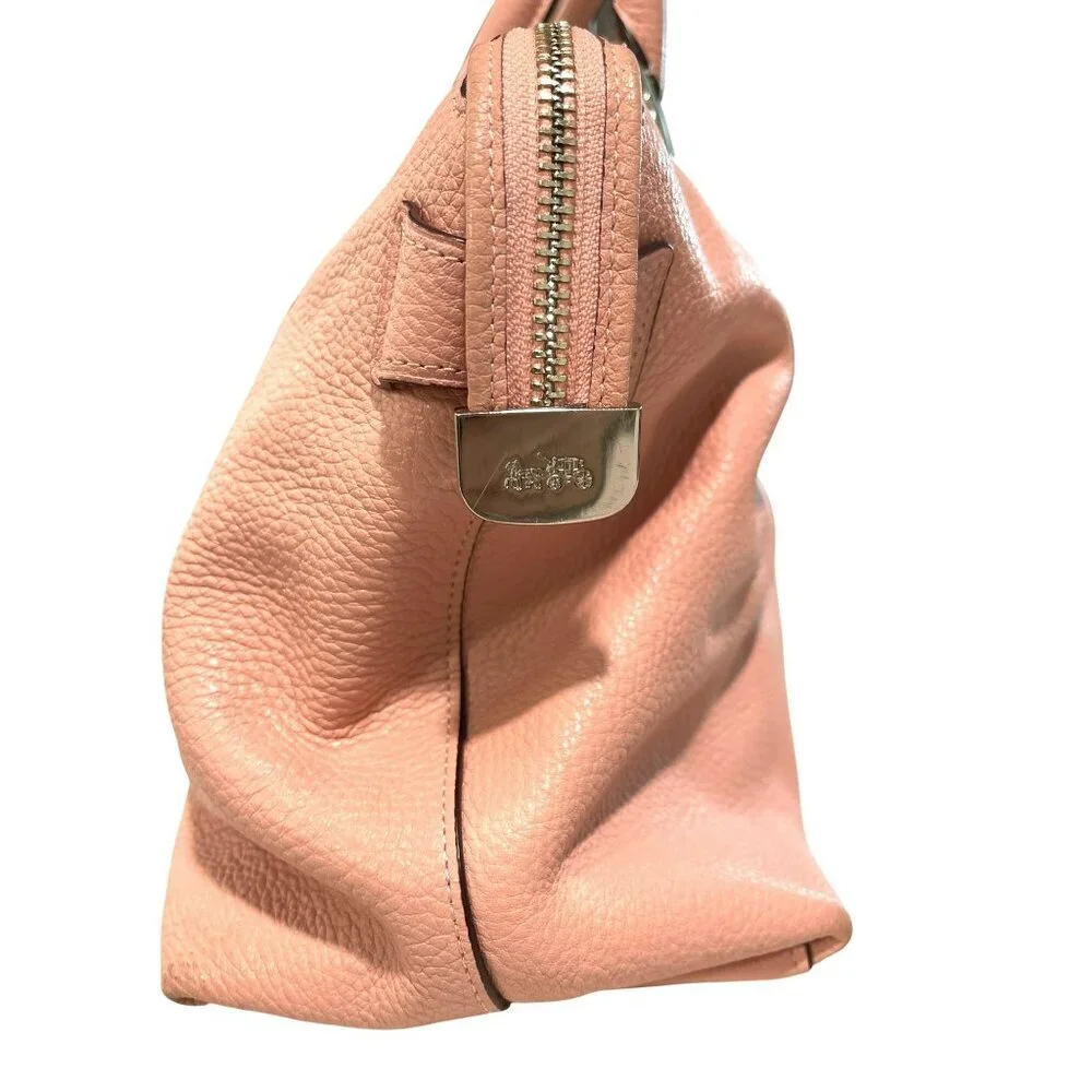 Coach Emma Leather Pink Pebbled Shoulder Tote Bag
